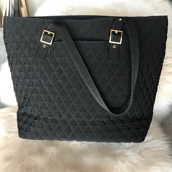 vera bradley black quilted tote
